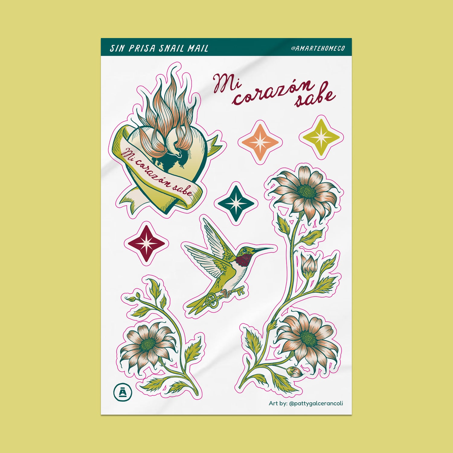 4x6 Sticker Sheet Mi Corazón Sabe (August Edition)